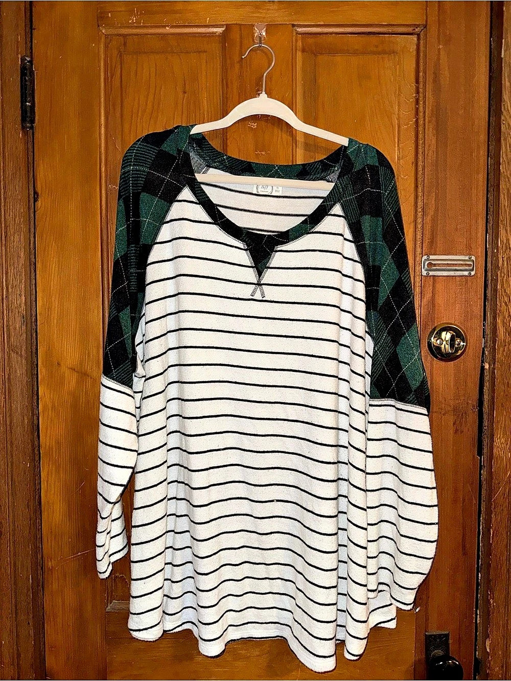 Maurice’s Striped Plaid Sleeve Long Sleeve Top